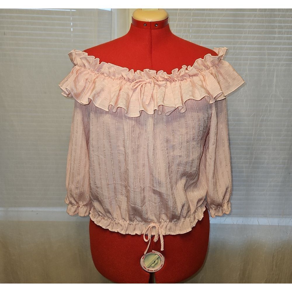 Carmelton Pink Ruffled Off-Shoulder Top